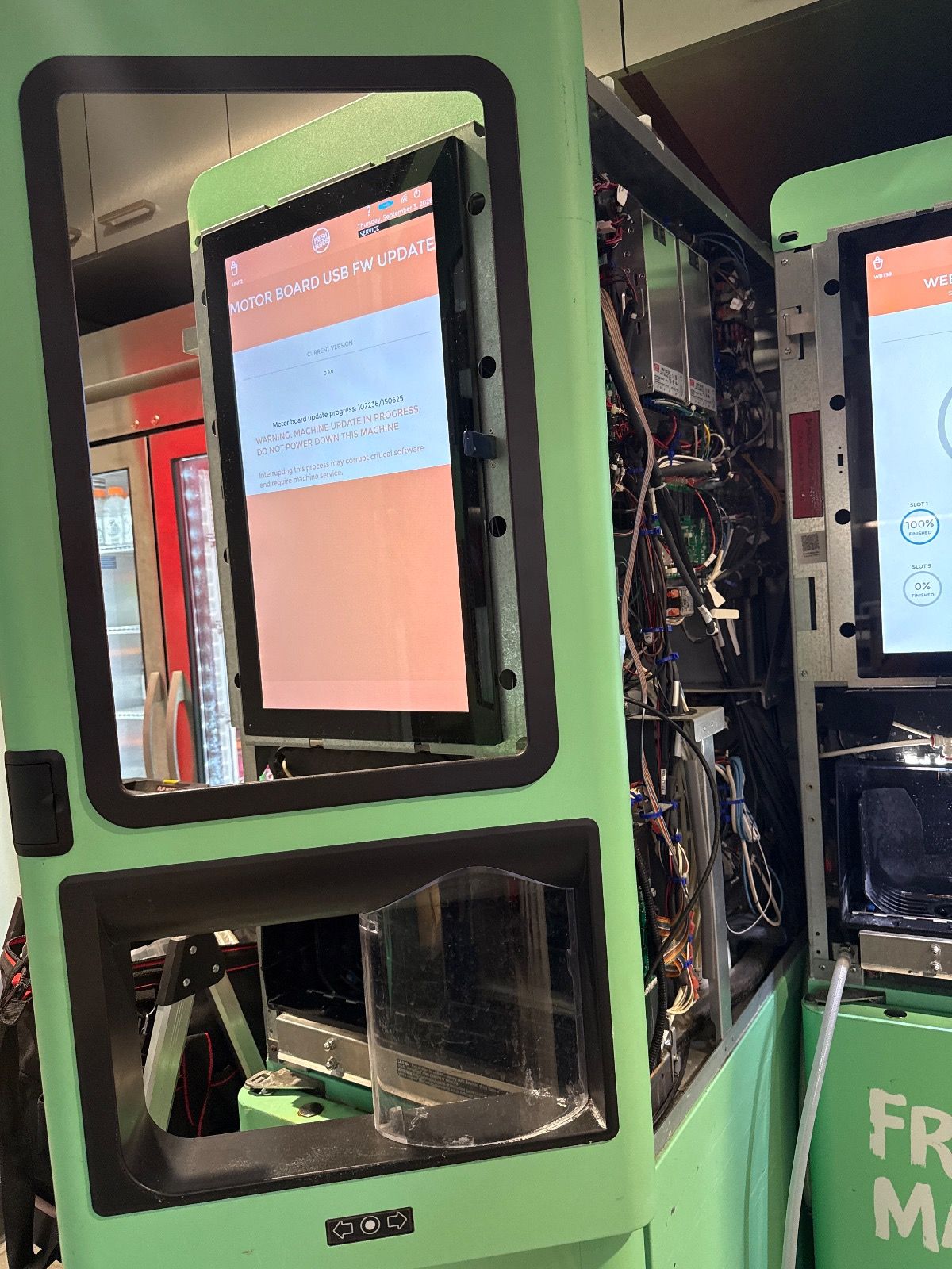 A FreshBlend machine open for service